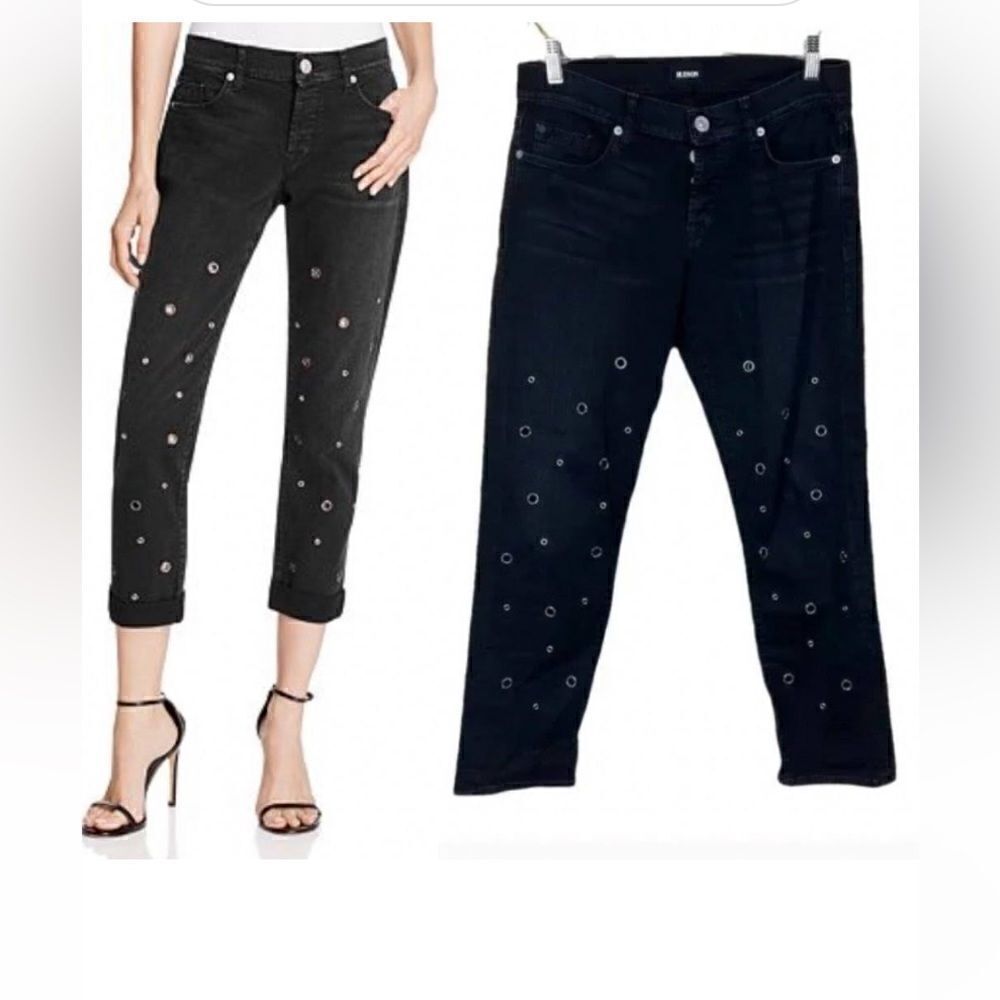 HUDSON New Grommet Jewel Perforated Jeans Black Size 28